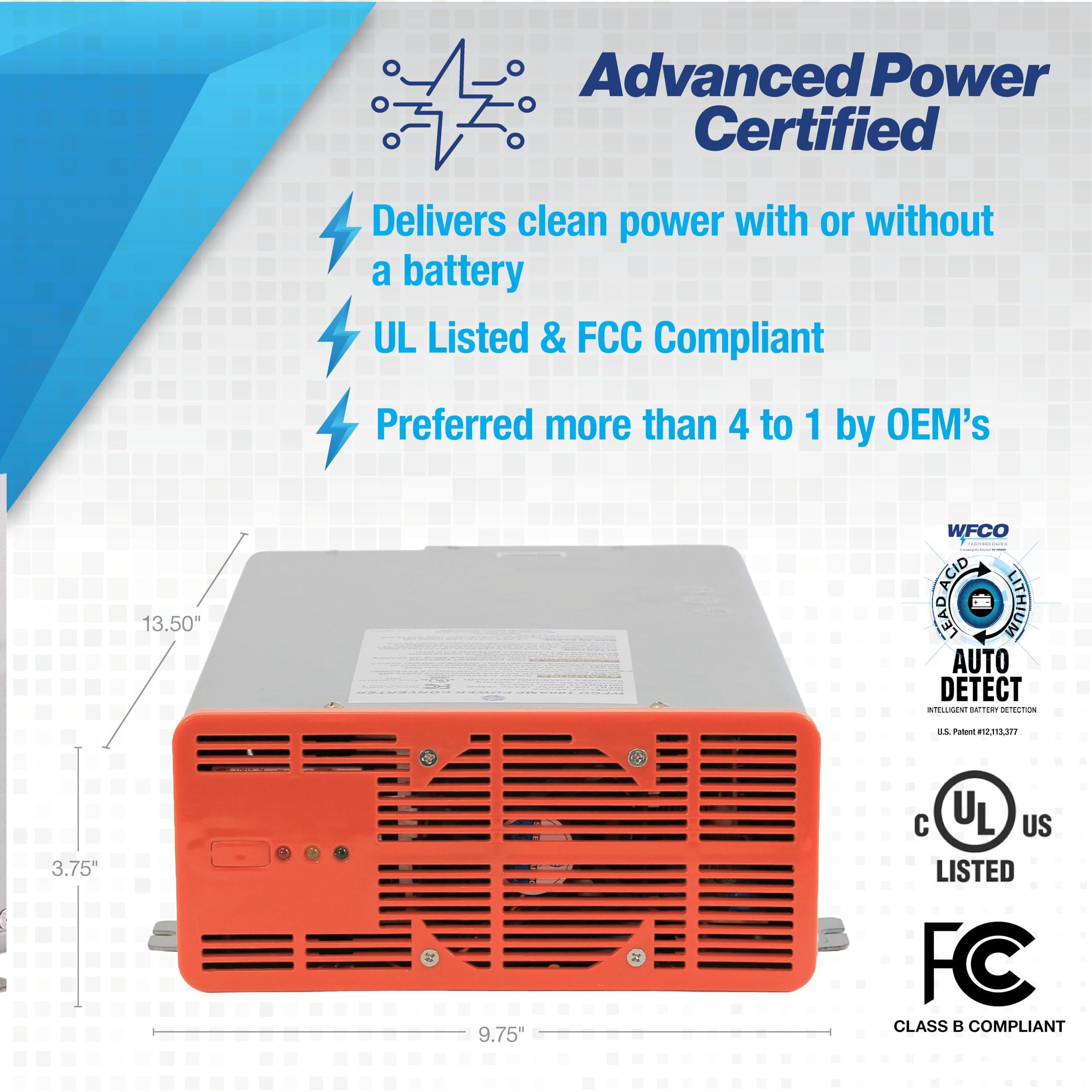 WFCO WFCO WF-68100A-AD WF-6800 Series Deck-Mount Converter Charger - 100 Amp , Gray