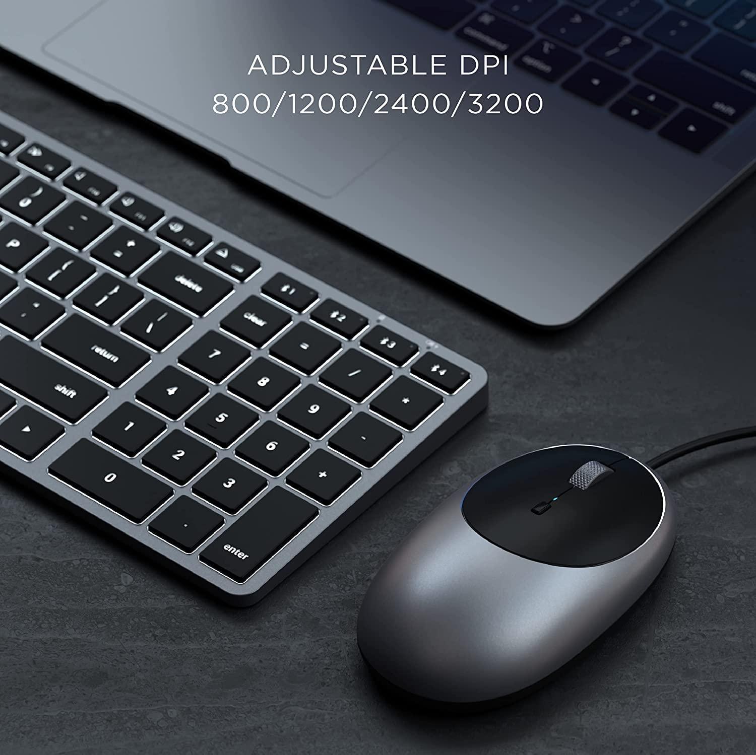 Satechi Satechi Slim W1 Wired Keyboard & Aluminum C1 Wired Mouse Bundle, USB C Connection, Backlit Keys, Adjustable DPI, for MacBook Pro/Air, iPad Pro/Air, iMac, Latops, Desktops, and Tablets