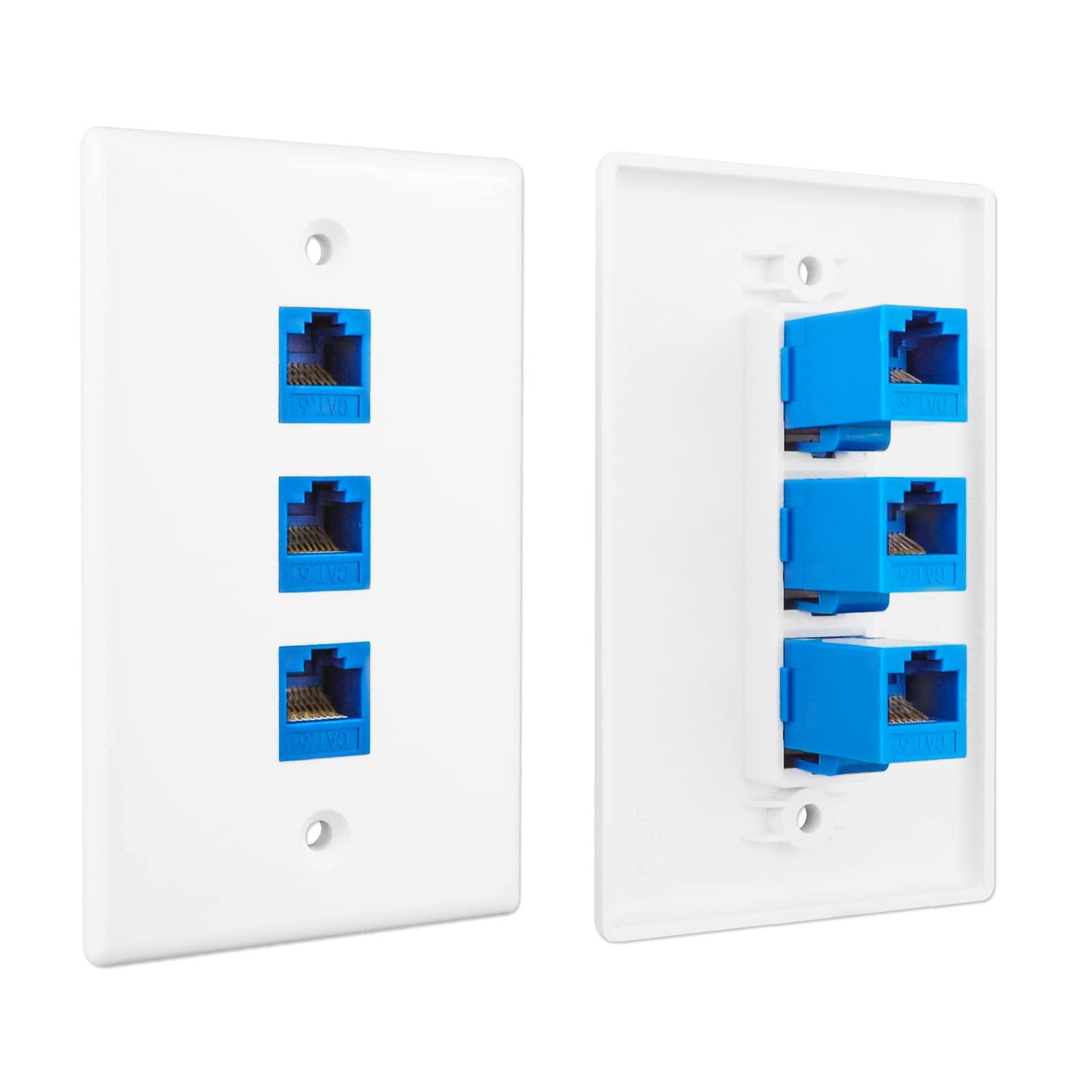 iwillink Iwillink (1-Pack) 3-Port Ethernet Wall Plate and (25-Pack) RJ45 Cat6 Keystone Coupler