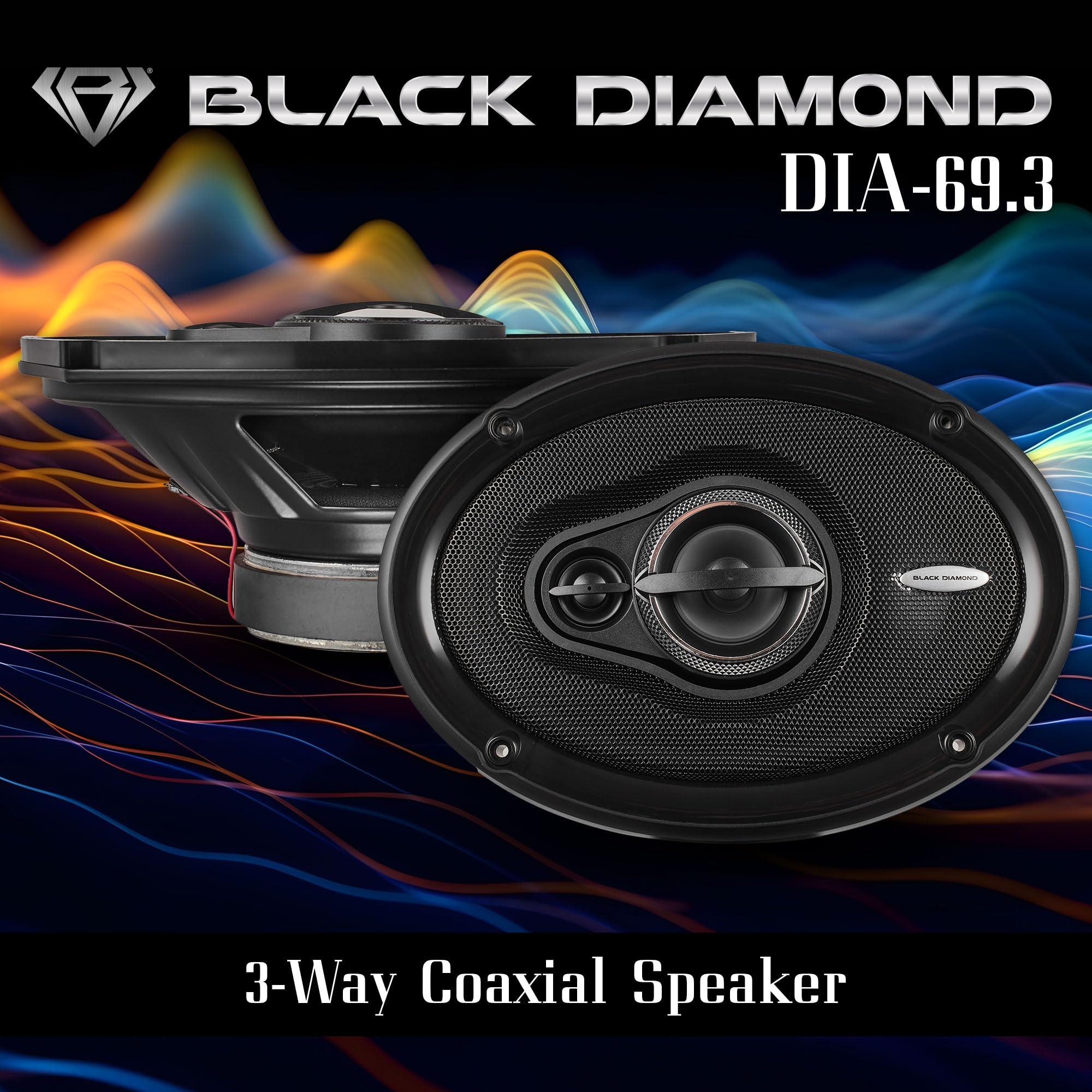 BLACK DIAMOND BLACK DIAMOND DIA-69.3 6 x 9 Coaxial Car Speakers 3 -Way 270 Watts 4-Ohm Car Audio Stereo System 6x9 Speakers - Removable Grill Included (Sold in Pairs)