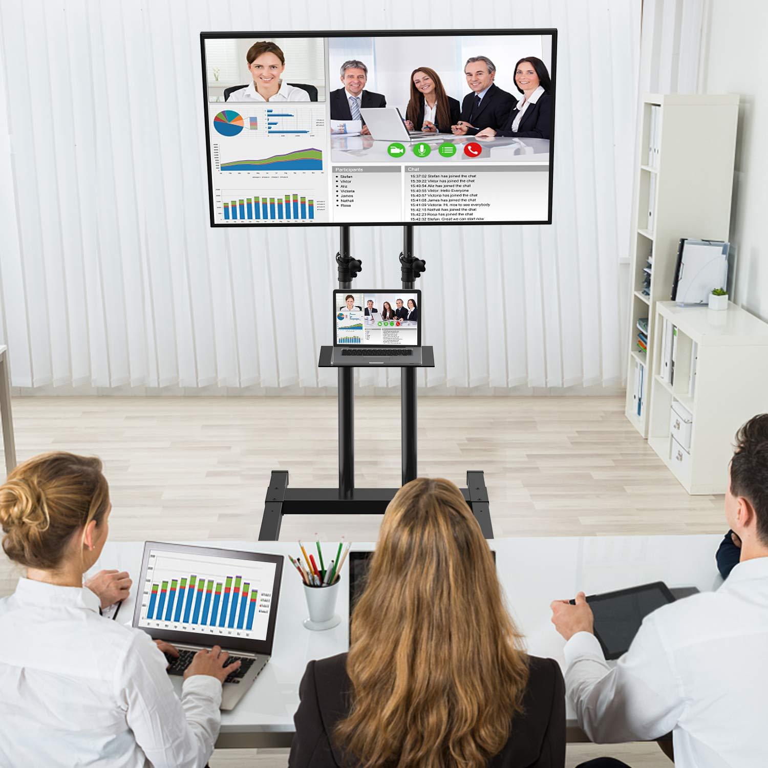 PERLESMITH PERLESMITH Mobile TV Stand on Wheels for 32-75 Inch Flat/Curved Panel Screens