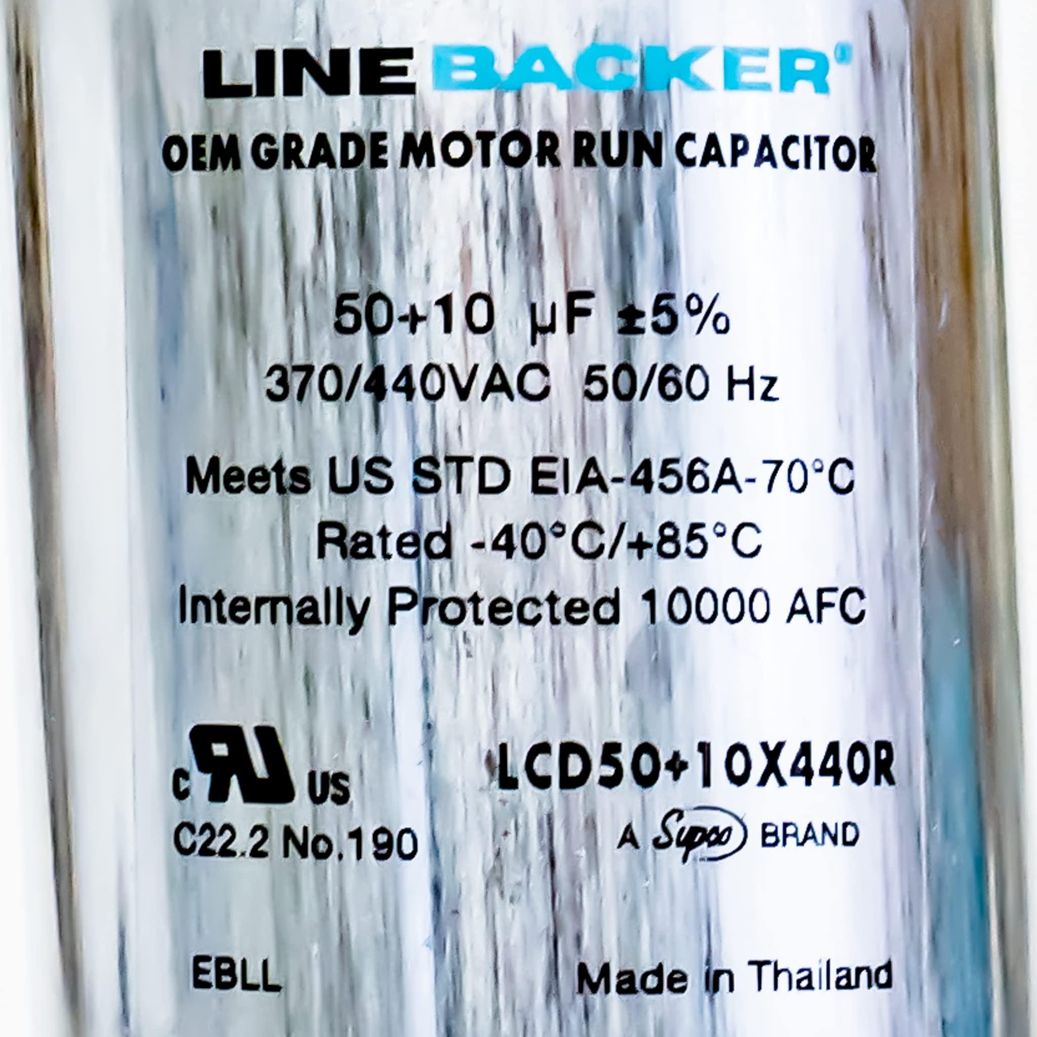 Supco Supco Capacitor Round Dual Run 50 + 10 uf 370/440 Volts for HVAC Motors Compressors LCD50+10X440R Linebacker