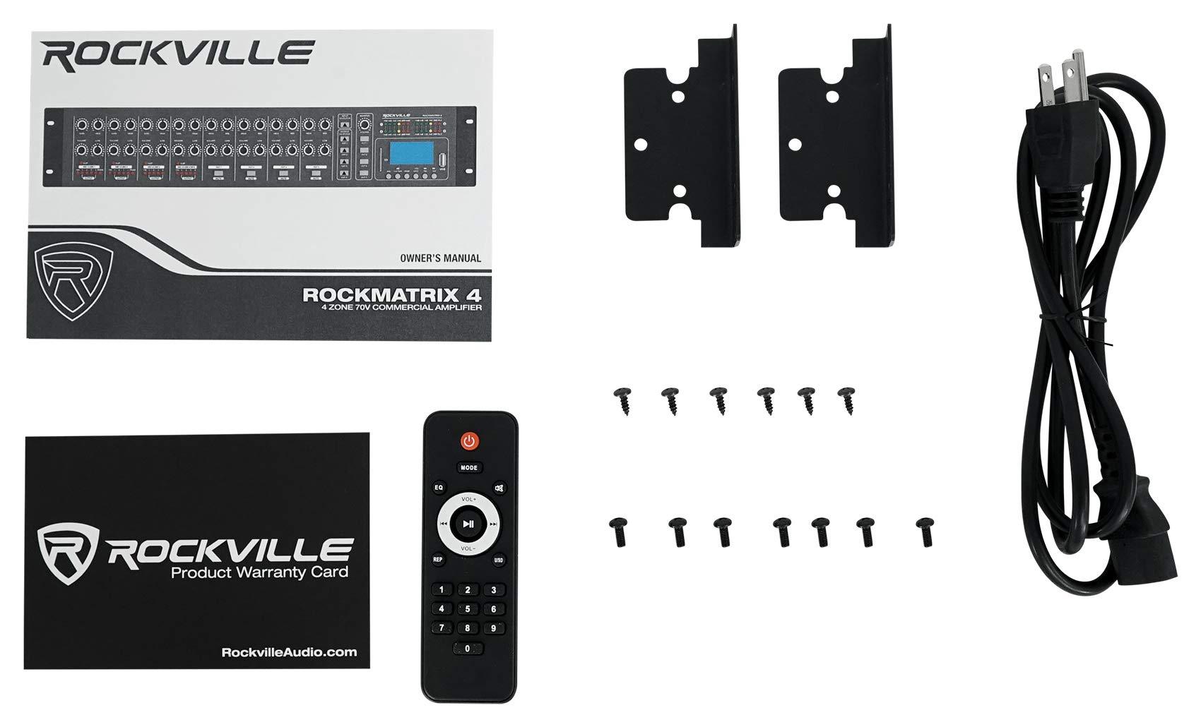Rockville (1) Rockville Rock Matrix 4 Zone 70 Volt Commercial Amplifier+Matrix Source Routing Bundle with (1) Rockville Mini WiFi Music Player Wireless Audio Streaming Multiroom Stereo Receiver (2 Items)
