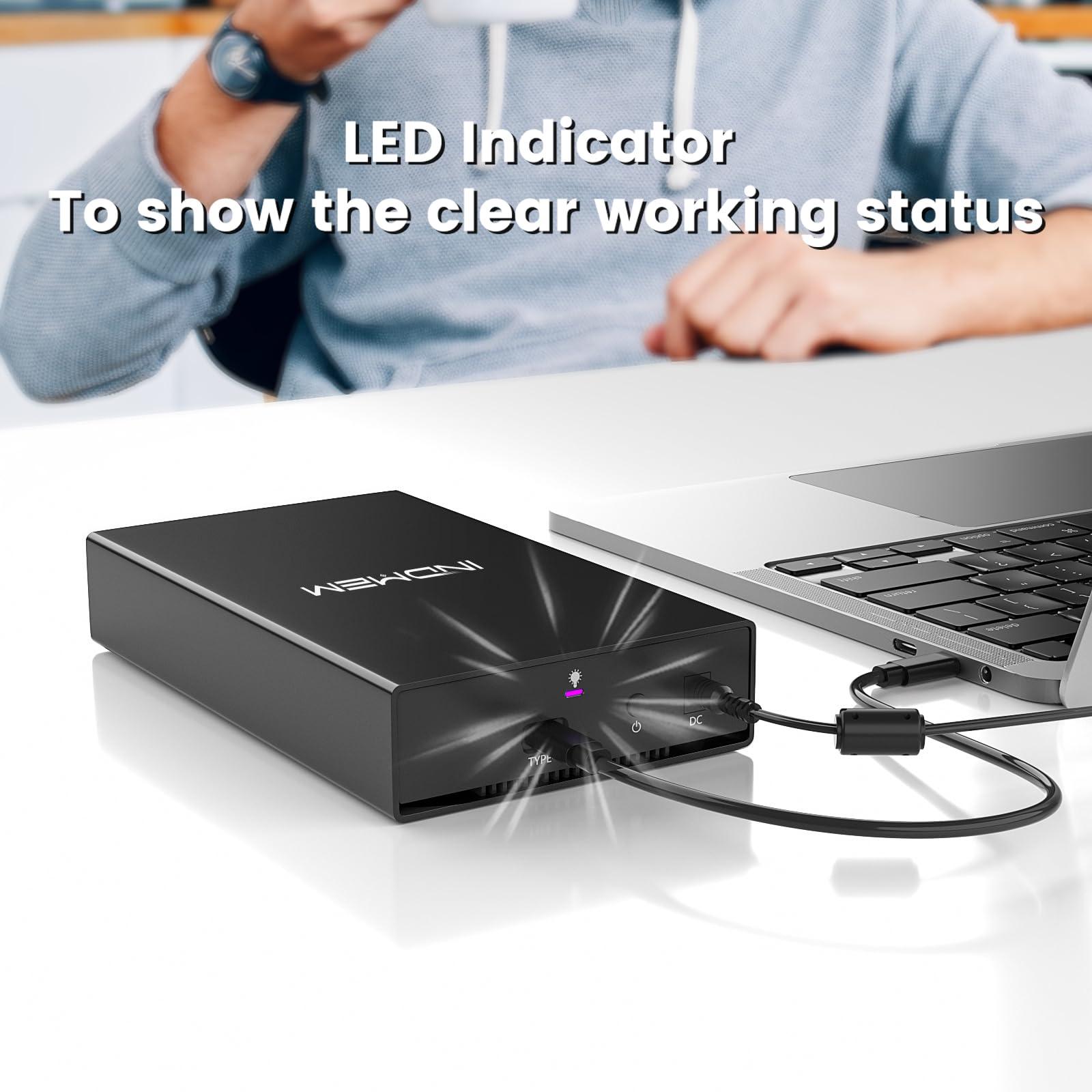 INDMEM SAS to USB 3.0 Enclosure, SAS/SATA Hard Drive Adapter Reader Converter for 2.5/3.5inch SSD HDD,SAS Hard Disk Docking Station with 12V 2A Power Supply 10Gbps,Up to 18TB