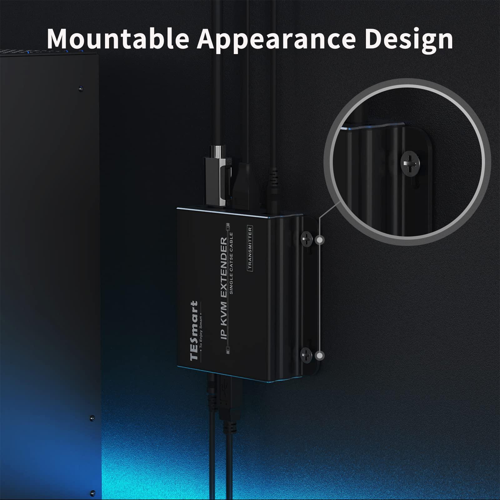 TESmart TESmart Stable HDMI KVM Extender Multipoint to Multipoint 1080P 60Hz Over Single Cat5e/6 Cable Up to 120m/393ft, Remote Control, IR Pass Through (Receiver Only) Black