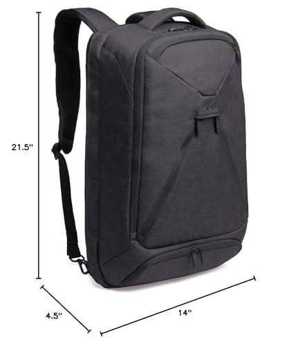 Knack Pack Knack Series 1 Laptop Backpack Fits up to 17 Inch - Knack Bags Carry-On Backpack, TSA Approved, Expandable Travel Backpacks With 4 Day Outfit Capacity (Stealth Black, Large)
