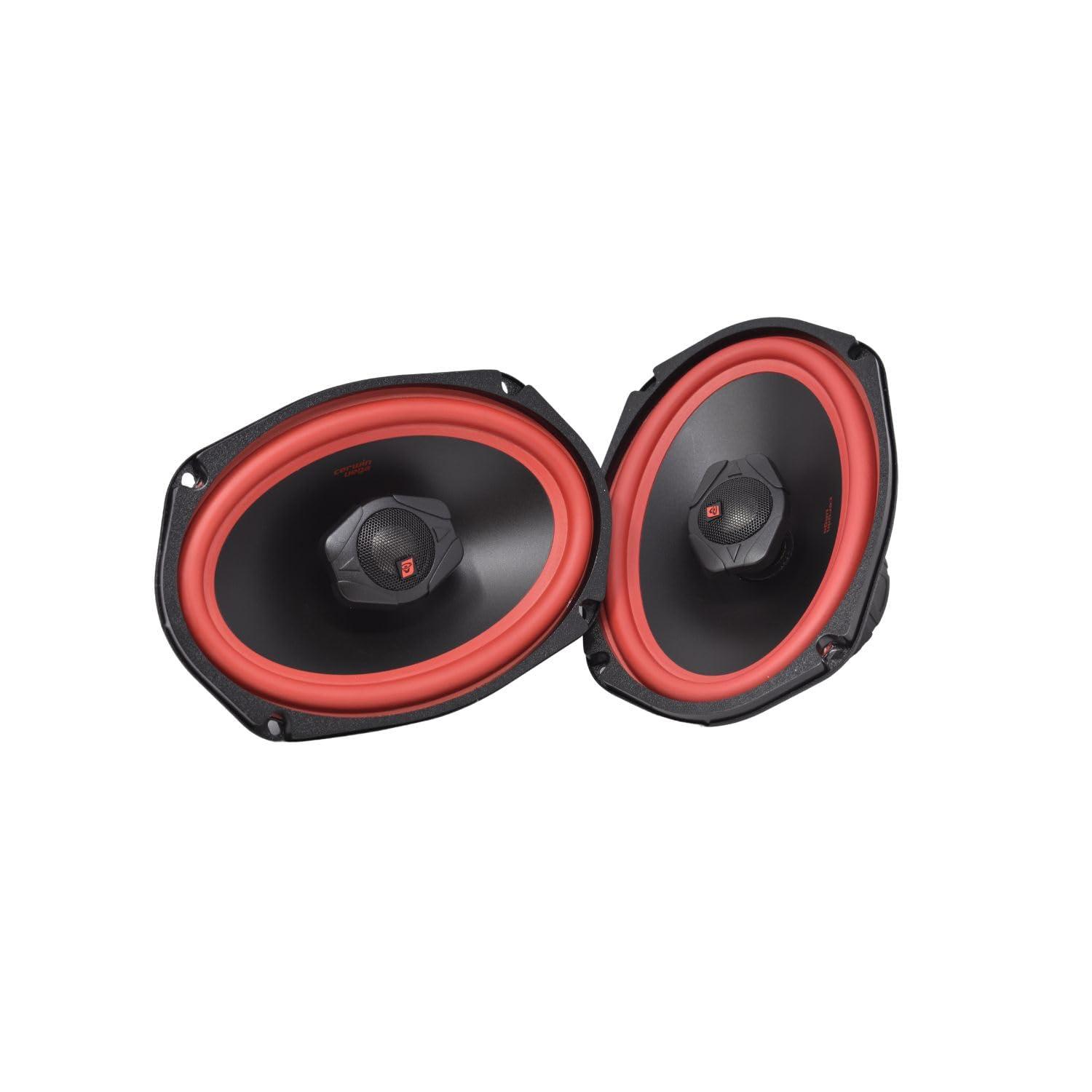 Cerwin-Vega Cerwin Vega 6x9 inch 2-Way Coaxial Car Speakers Vega Series 500 Watts Power 4 Ohm Titanium Dome Tweeters Red Rubber Surround, Premium Car Audio System, 2 Units V469