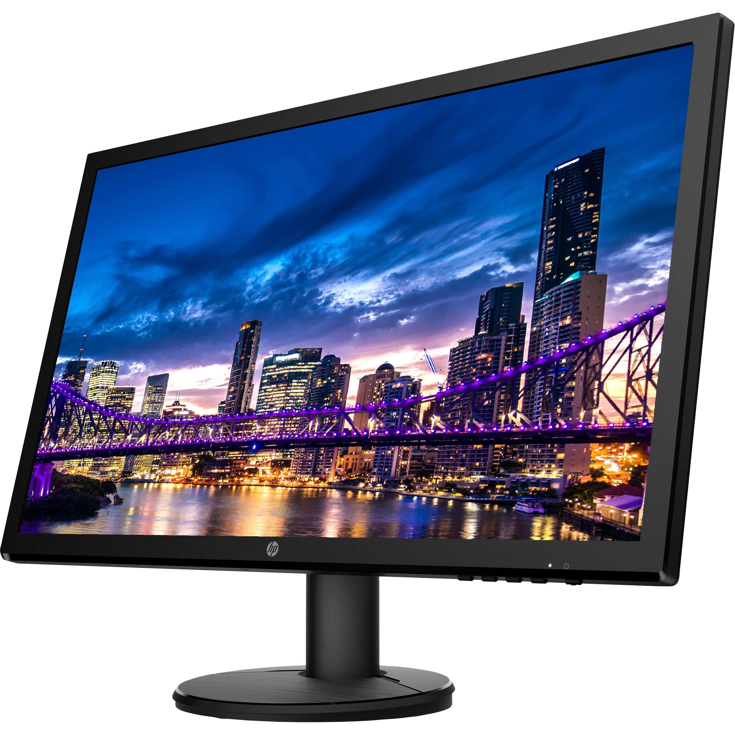 HP HP V24 24 inch TN Full HD 1920 x 1080 LED Backlit LCD Monitor 2-Pack Bundle with HDMI & VGA ports, FreeSync, 75Hz Refresh Rate, Low Blue Light, Desk Mount Clamp Dual Monitor Stand, & Mini Speaker