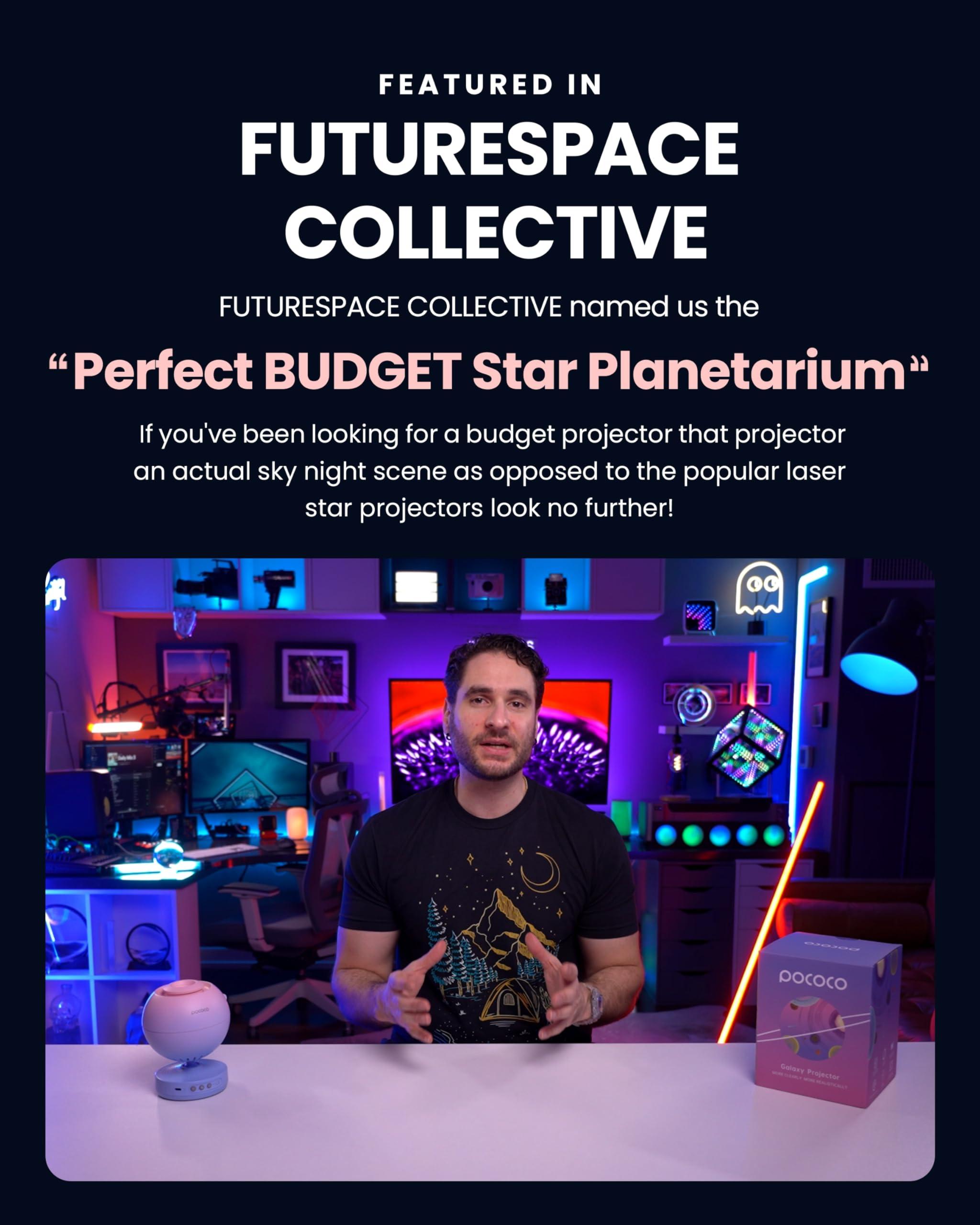 POCOCO POCOCO Galaxy Star Projector for Bedroom with Replaceable Optical Film Discs, Home Planetarium Night Light Projector with High-Definition Soft Light for Relax, Study, and Meditate, Stress Relief Gifts