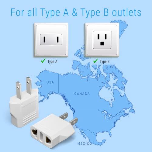 Unidapt Unidapt US Plug Adapter, European to USA Travel Plug Adapter, Europe to America, Mexico, Japan, Canada Power Outlet Adapters Wall Plugs, Type A 4-Pack White