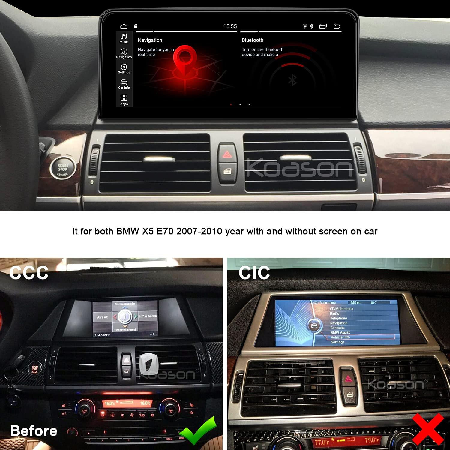 Koason E70 E71 2007-2009 10.25" Black Screen Monitor Android Auto Radio Video Media Player GPS Navigation for BMW X5 X6 X5M X6M Multimedia CCC