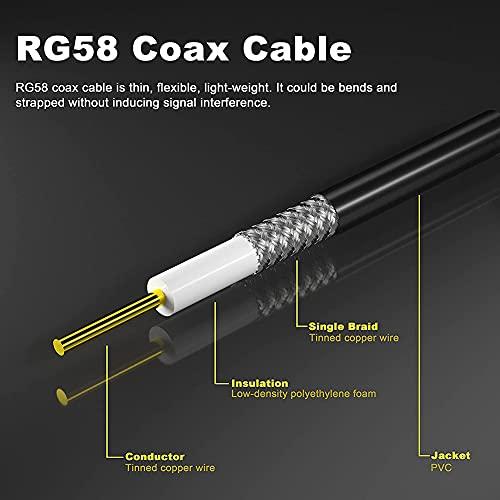 onelinkmore Low-Loss Coaxial Extension Cable 15-Meter(49.2 Ft) RG58 SMA Female to SMA Male WiFi Extension RF Connector and Two-Way Radio Applications Pure Copper Coax Cables 50 ohm RF Antenna Lead Extender