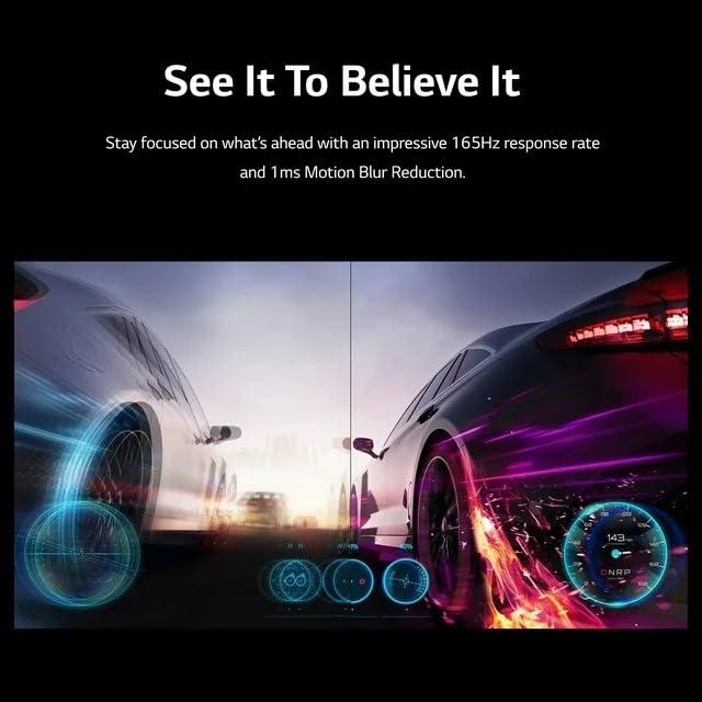 LG LG 27 inch Ultragear Gaming Monitor, FHD (1920 x 1080) Display, AMD FreeSync Premium, 165Hz, 1ms, Black Stabilizer, 3-Side Virtually Borderless Screen, with 5ave HDMI Cable