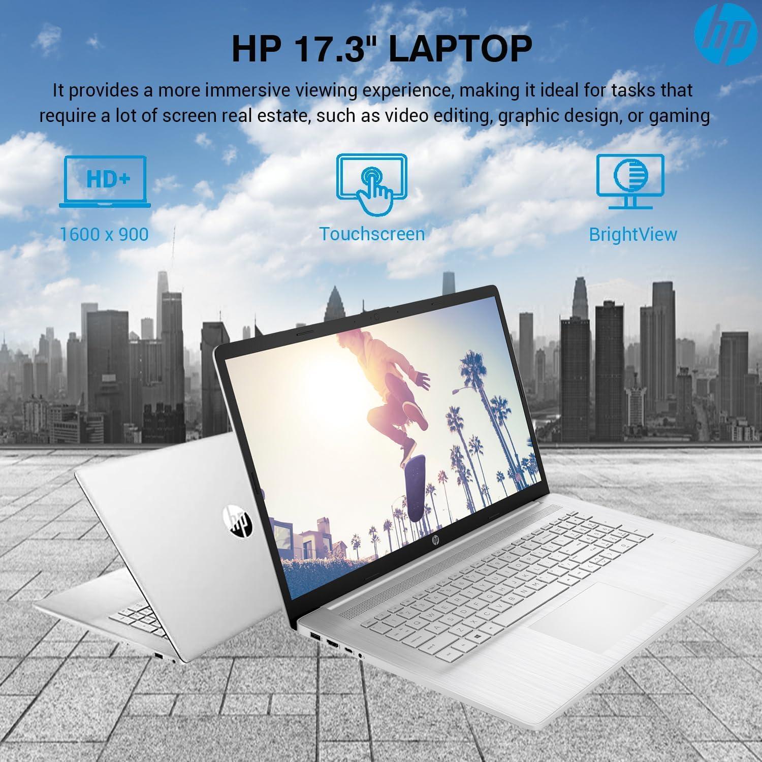 HP HP 17 Touchscreen Laptop Computer, 17.3" HD+ Touch Screen Business PC, Intel Core i7, 64GB RAM 2TB SSD, Windows 11 Pro, Lifetime Office, 10 key Numeric Backlit Keyboard, Fingerprint Reader