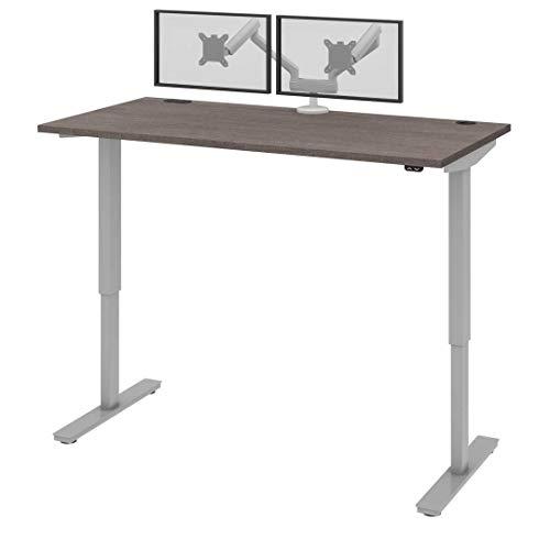 Bestar Bestar Upstand Standing Desk with Dual Monitor Arm, Ergonomic Electric Table for Home Office, 60W x 30D, Bark Grey
