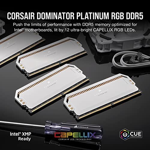 Corsair CORSAIR DOMINATOR PLATINUM RGB DDR5 RAM 32GB (2x16GB) 6200MHz CL36 Intel XMP iCUE Compatible Computer Memory - White (CMT32GX5M2X6200C36W)