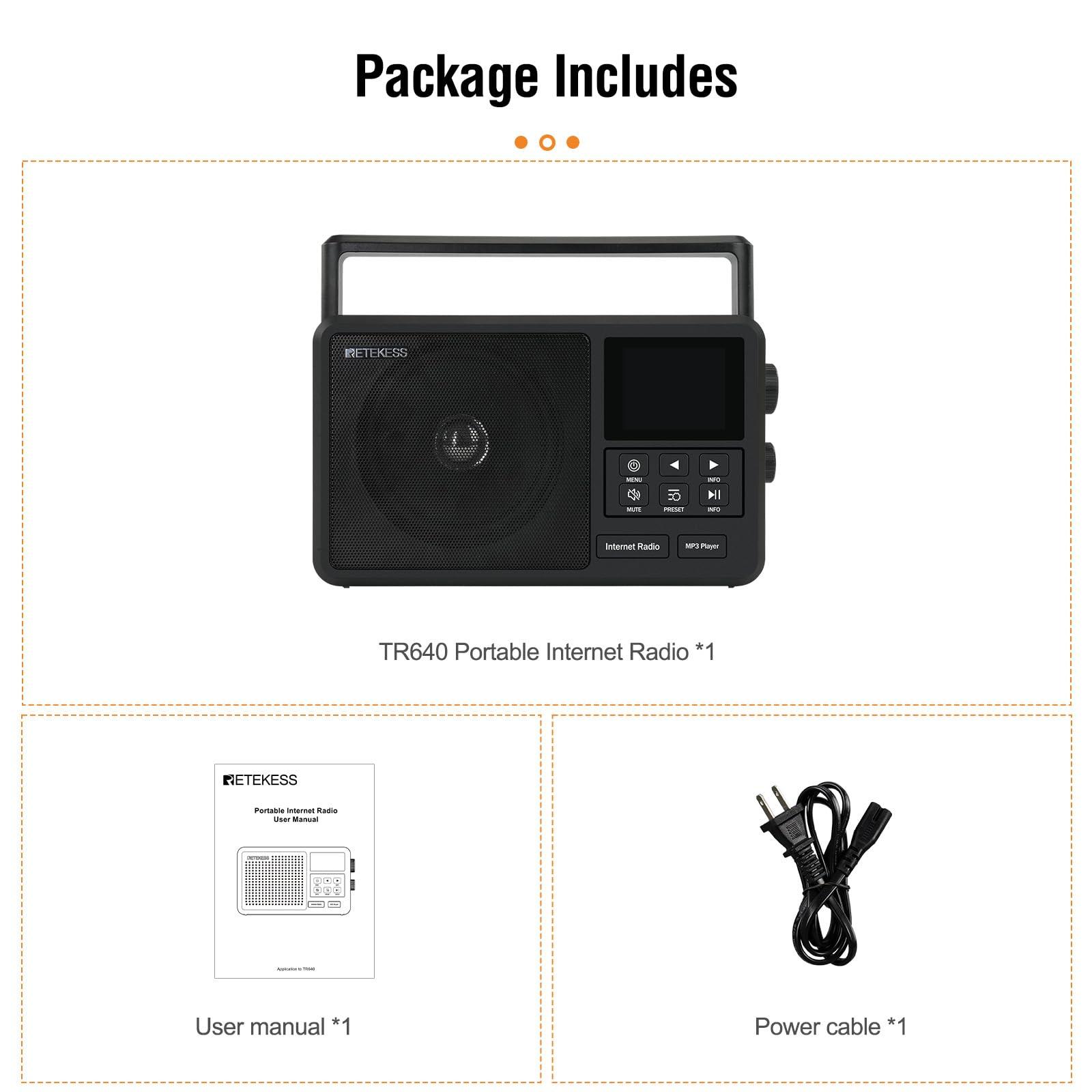 Retekess Retekess TR640 Portable Radio,Internet Radio,Bluetooth Receiver,Thousands of Global Radio Stations,Station Presets and Alarm Clock