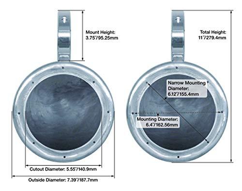 KICKER (2) Kicker 45KM654L 6.5" 390w Marine LED Speakers w/Charcoal with White Grilles KM65 Bundle with 2 Rockville 6.5" Polished Silver Aluminum Wakeboard Tower Speaker Enclosures