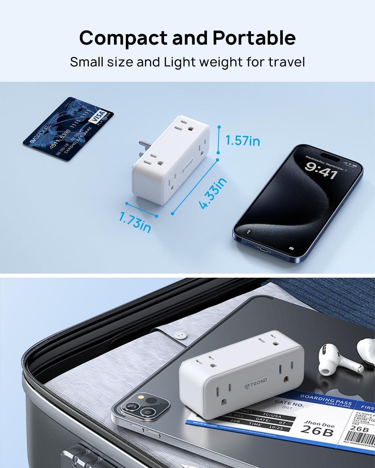 TROND TROND Flat Plug Power Strip & 360 Rotating Outlet Extender Surge Protector