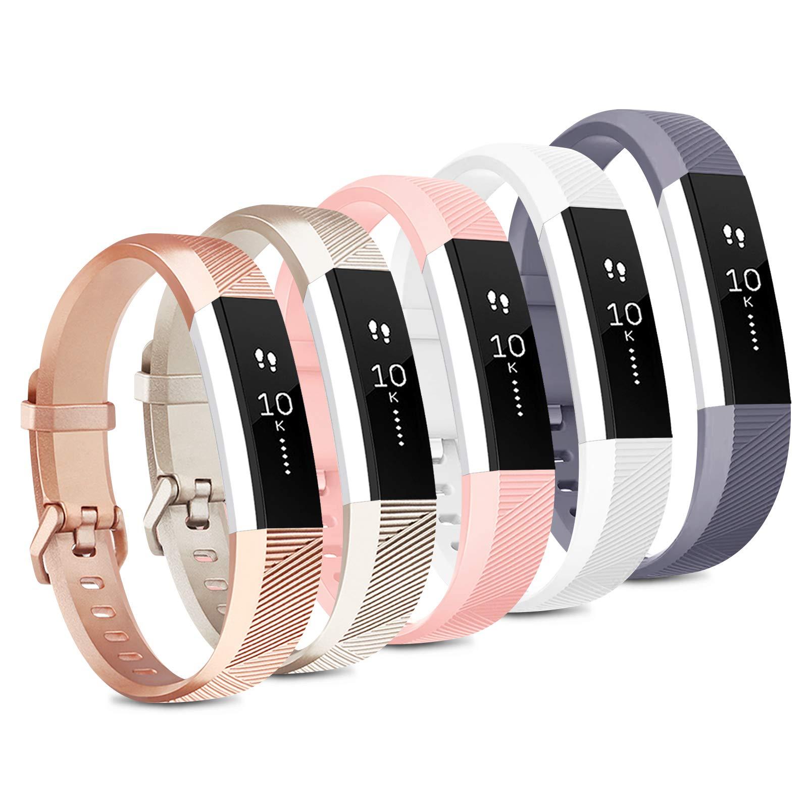 AK [5 Pack] Sport Bands Compatible with Fitbit Alta HR Bands and Fitbit Alta Bands Women Men, Classic Soft Silicone Replacement Wristbands Straps for Fitbit Alta HR/Fitbit Alta (5 Pack B, Small)