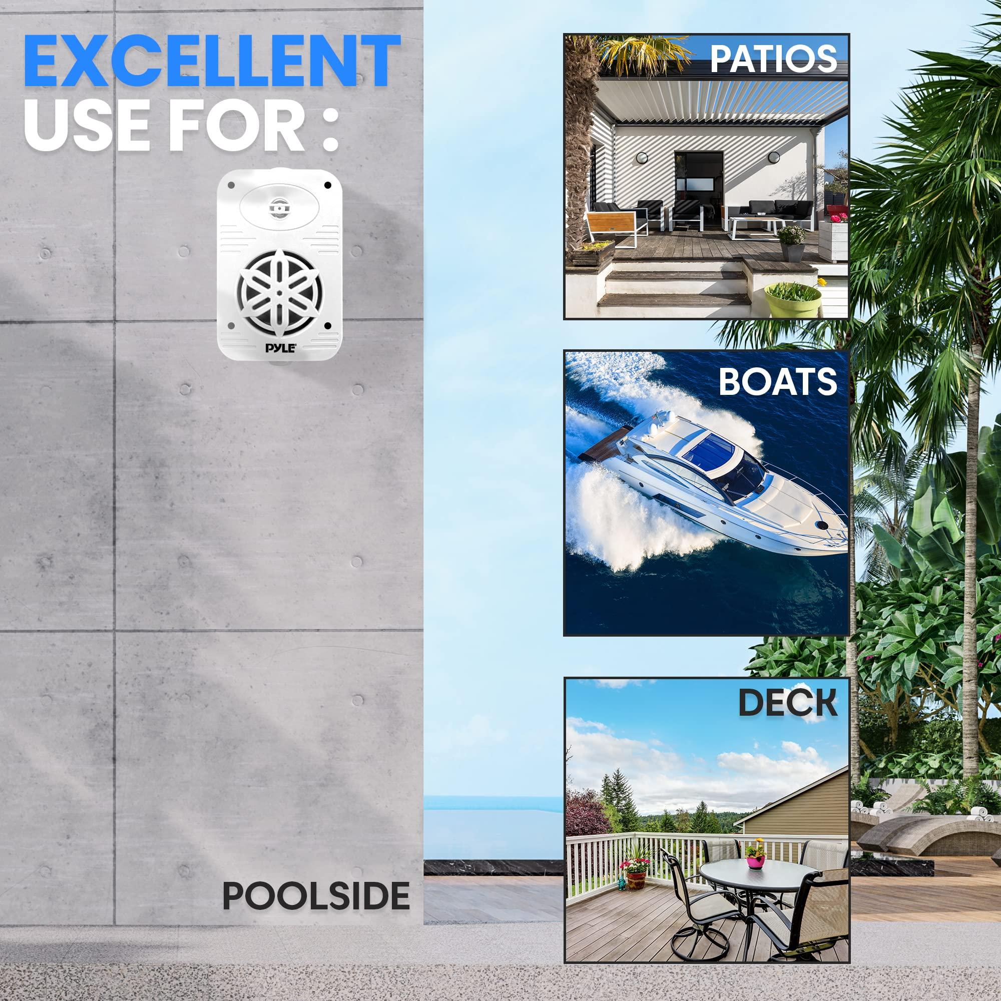 Pyle PyleUsa Indoor Outdoor Speakers Pair-500 Watt Dual Waterproof 5.25 2-Way Full Range Speaker System w/ 1/2High Compliance Polymer Tweeter - in-Home, Boat, Marine,Deck,Patio,Poolside (White) PDWR55WT