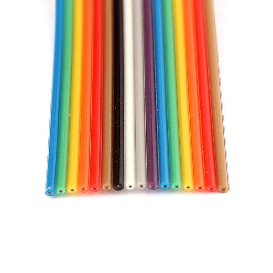 uxcell uxcell 1.27mm Pitch 16 Way Ribbon Jumper Cable Wire Rainbow Color 70CM 2.3Ft