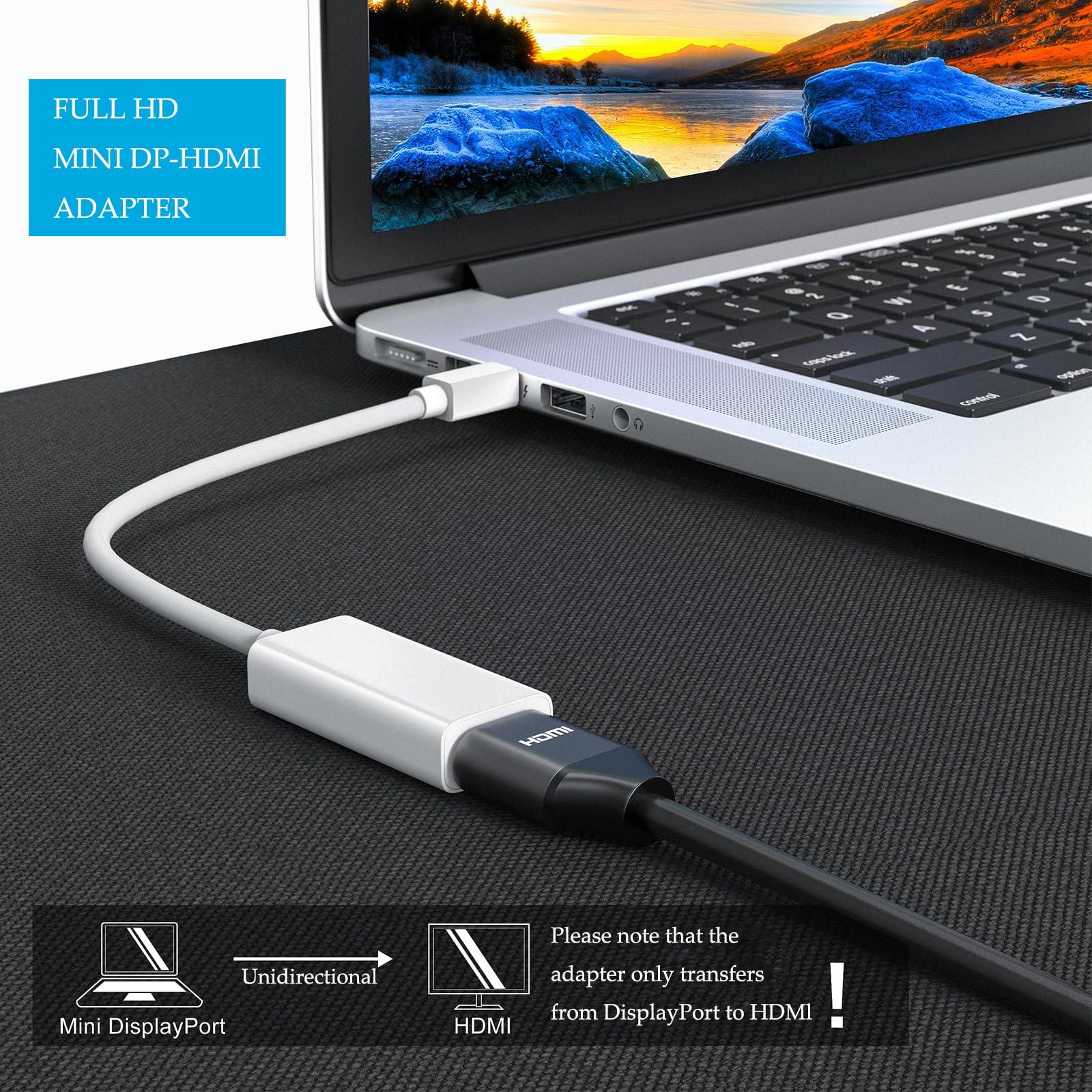 elytronic elytronic Mini DisplayPort to HDMI Adapter, 4K 30Hz Thunderbolt 2.0 Mini DP to HDMI Adapter Cable Compatible with Monitor, Projector (1)