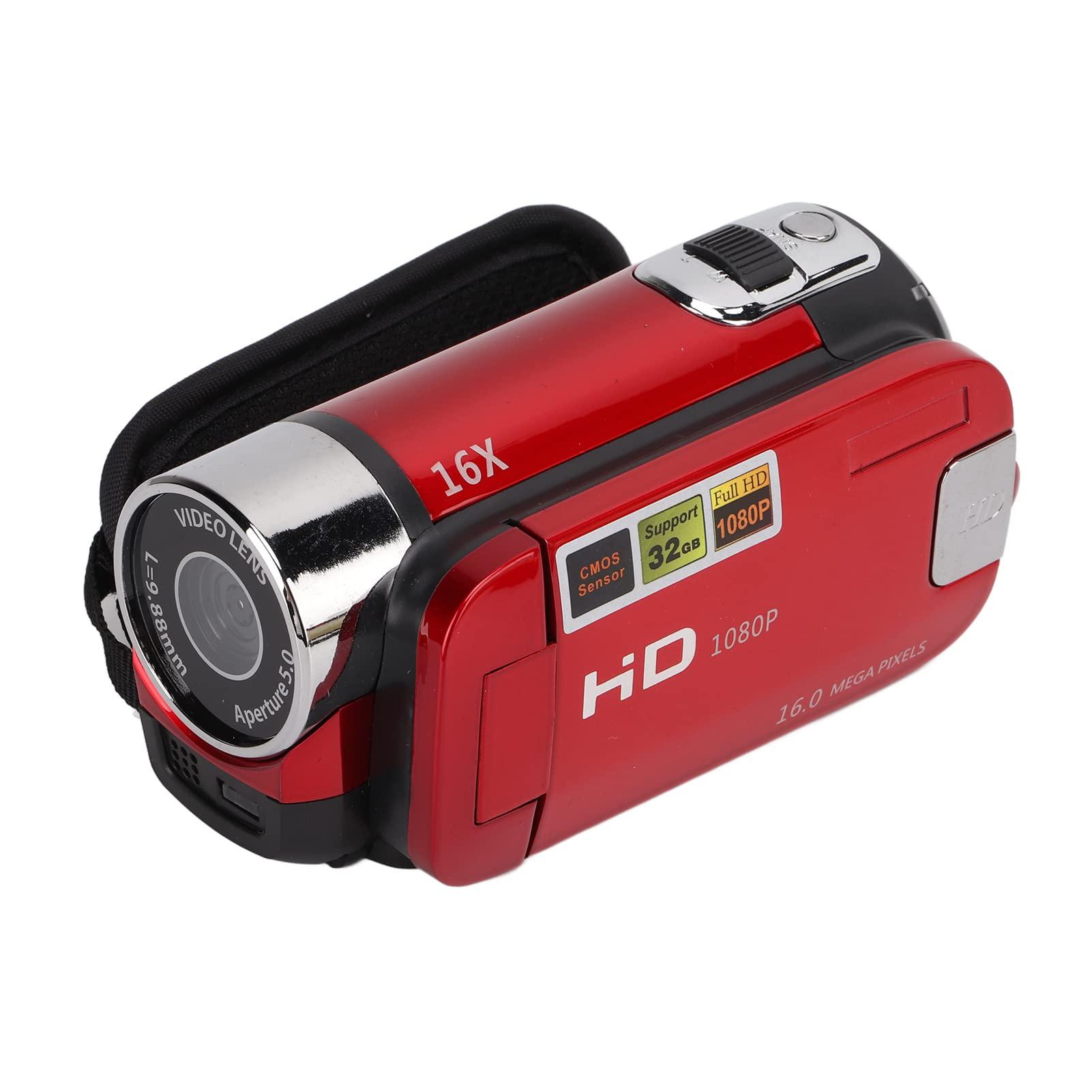 plplaaoo plplaaoo 4k Camcorder,Podcast Camera,4k Video Camera Camcorder Handheld Full Hd 48mp Recorder with 270 Rotatable 2.7 LCD,16x Digital Zoom,USB Connectivity & Flash - for Travel & Vlogging (Red)