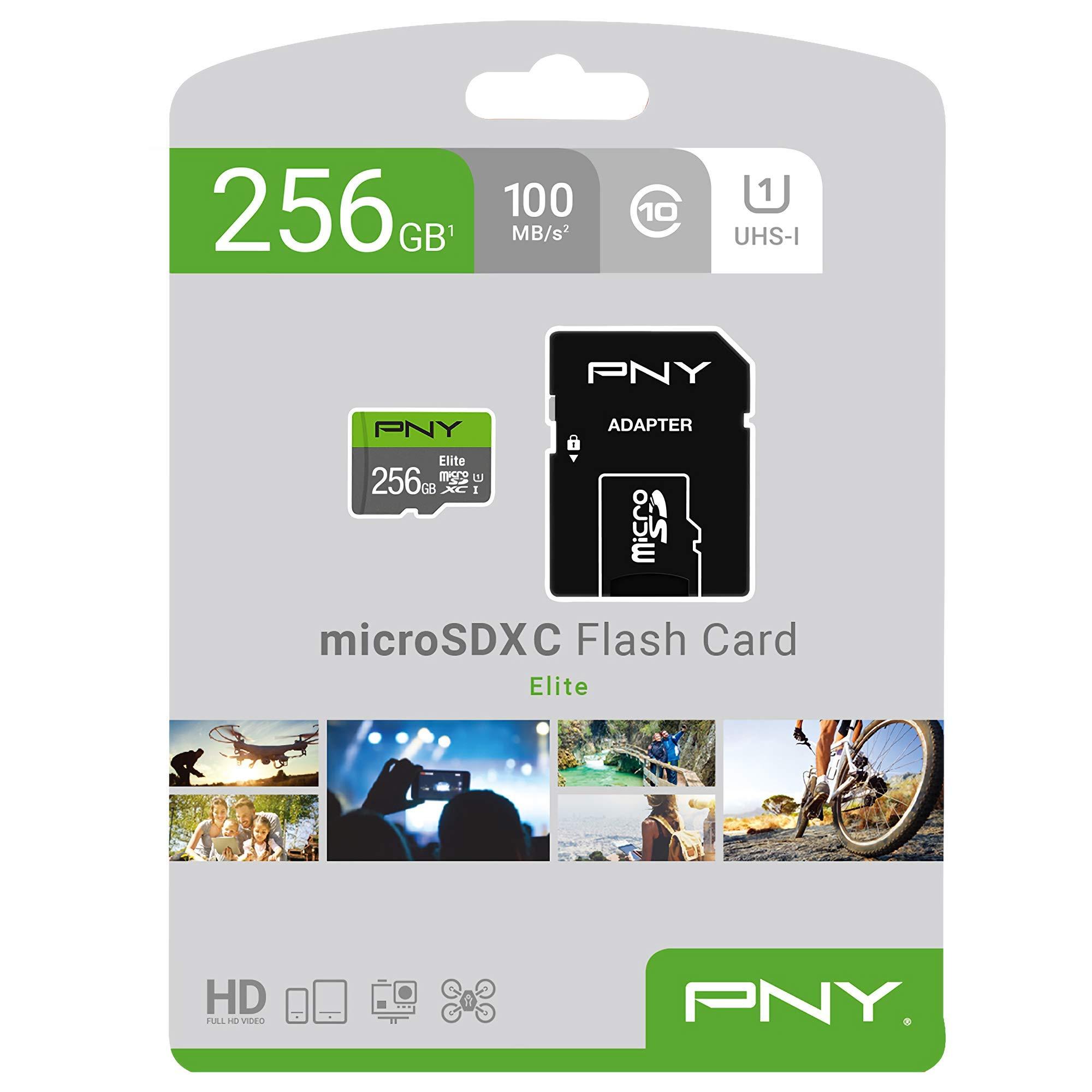 PNY PNY 256GB Elite Class 10 U1 MicroSDXC Flash Memory Card, Up to 100MB/S Read Speed