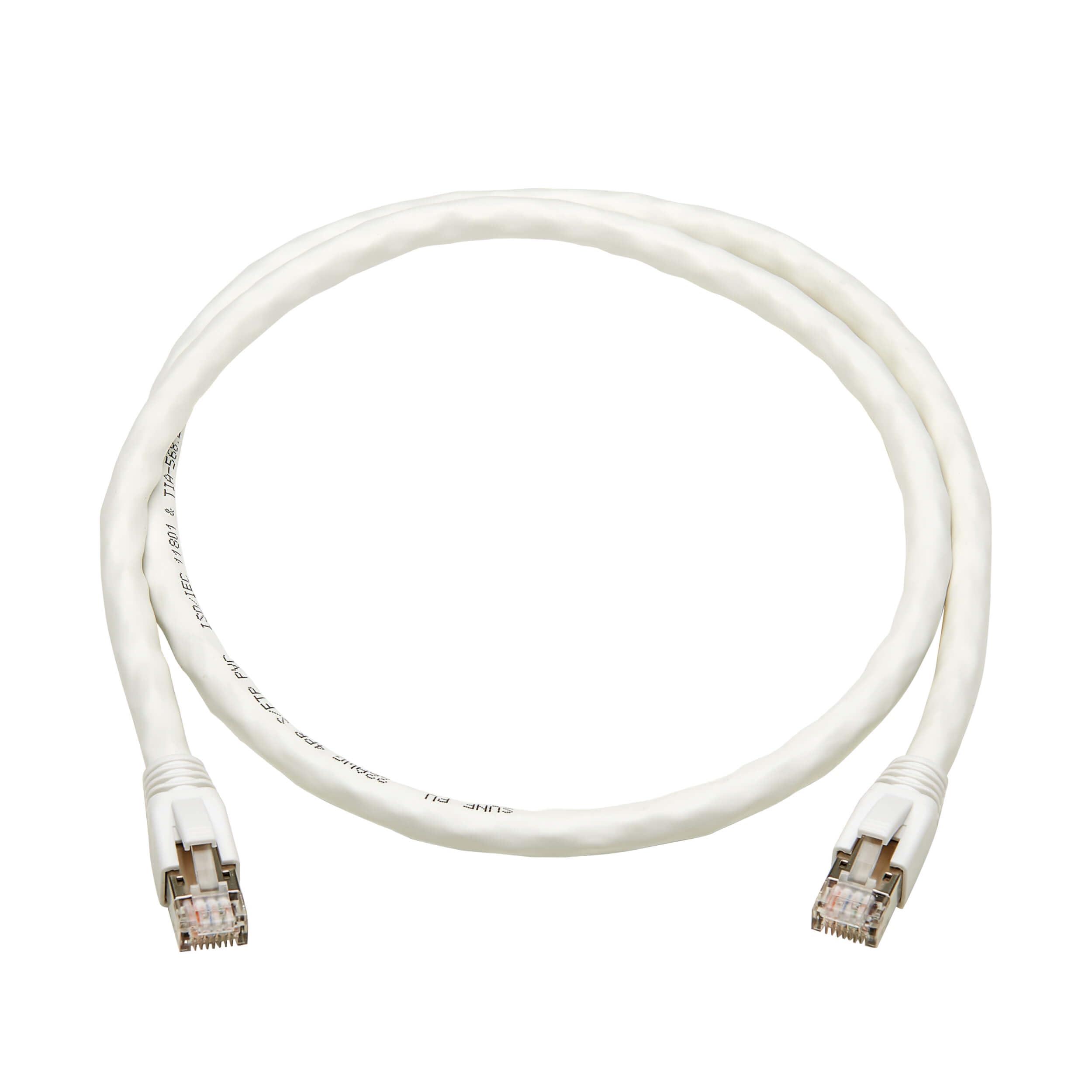 Tripp Lite Tripp Lite Cat8 40G PoE Shielded Ethernet Cable, 1 Foot / 0.3 Meters, White, High Speed, Power Over Ethernet, RJ45, Snagless SSTP, Male-to-Male, Network Patch LAN Cord, (N272-F01-WH)