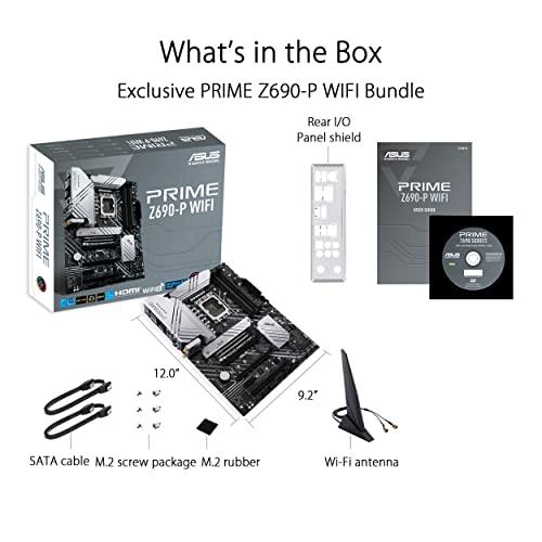 ASUS ASUS Prime Z690-P WiFi LGA1700(Intel 12th Gen) ATX Motherboard (PCIe 5.0,DDR5,14+1 Power Stages,3X M.2,WiFi 6,BT v5.2,2.5Gb LAN,Front Panel USB 3.2 Gen 1 Type-C,Thunderbolt 4 Support, Arua Sync)