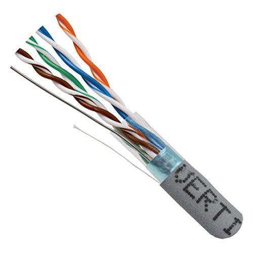 VC VERTICAL CABLE Vertical Cable Cat5e, 350 MHz, Shielded, 24AWG, Solid Bare Copper, 1000ft, Bulk Ethernet Cable, Gray