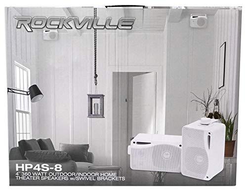 Rockville Rockville Pair HP4S-8 4" Outdoor/Indoor Home Theater Speakers w/Swivel Bracket White