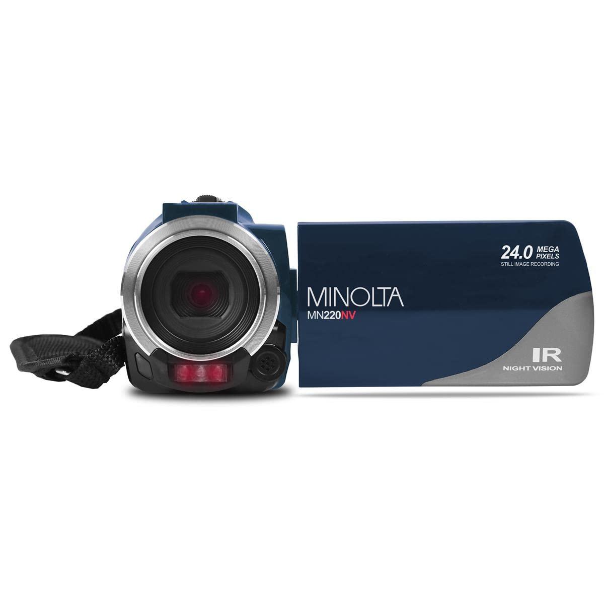 Minolta Minolta MN220NV 1080p Full HD 24MP Night Vision Camcorder with WiFi w/32GB Memory Card (Blue)