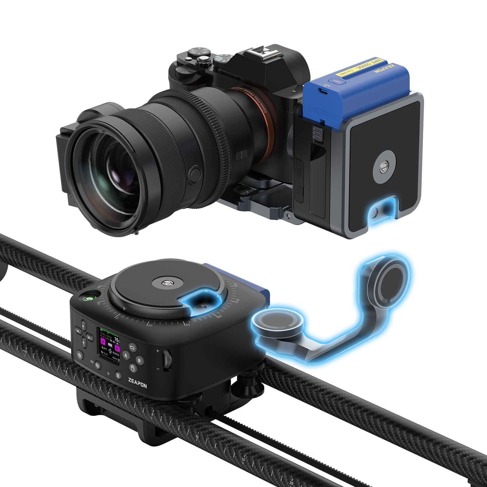 ZEAPON Zeapon AXIS 100 (2-axis) Multi-axis Motorized Camera Slider, 39''/ 100cm DSLR Carbon Fiber Electric Track, LCD Screen APP Control, Pan Head for 360 Panoramic Time-Lapse Follow Focus