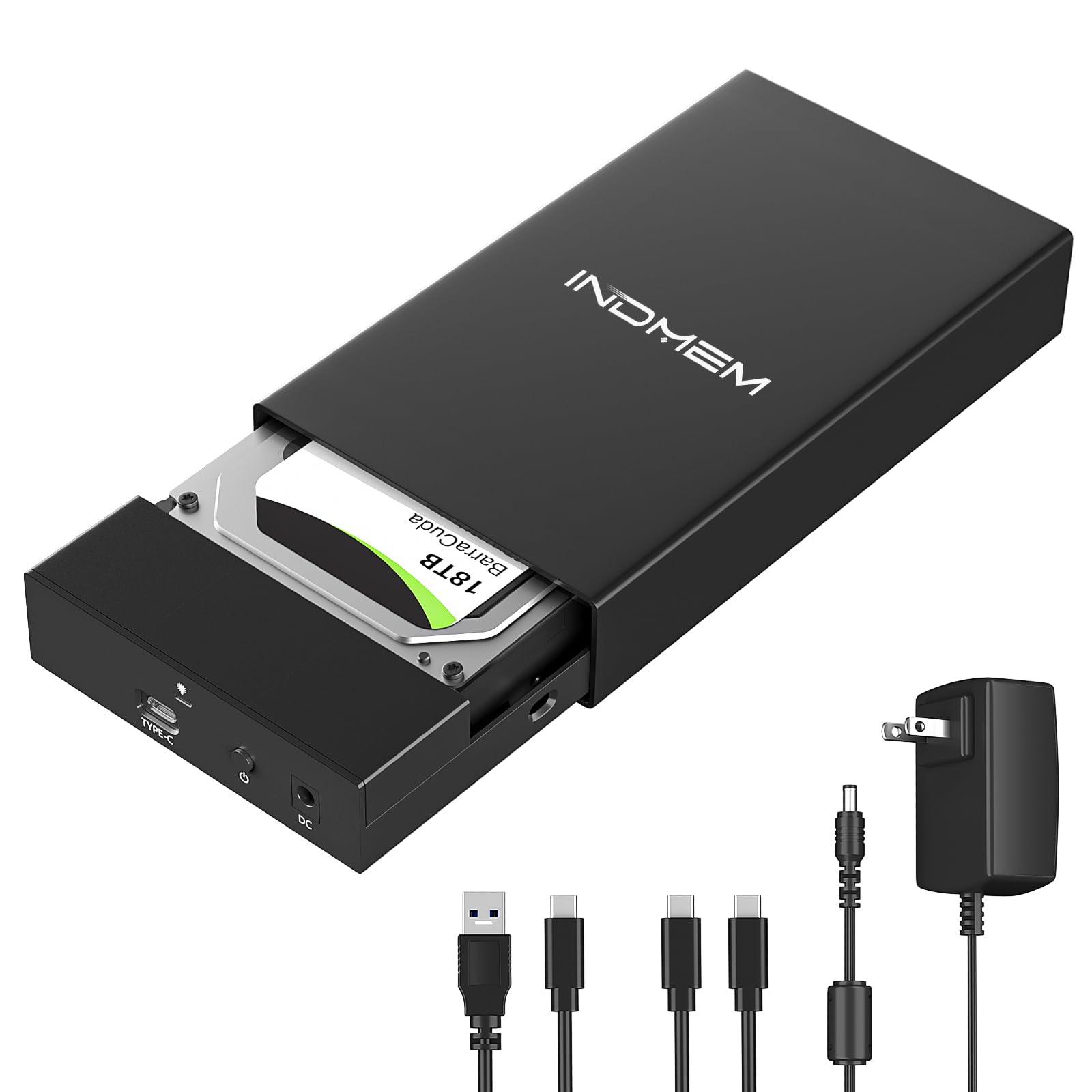 INDMEM SAS to USB 3.0 Enclosure, SAS/SATA Hard Drive Adapter Reader Converter for 2.5/3.5inch SSD HDD,SAS Hard Disk Docking Station with 12V 2A Power Supply 10Gbps,Up to 18TB