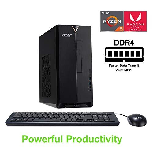 acer Acer Aspire TC-390-UA91 Desktop, AMD Ryzen 3 3200G Quad-Core Processor, AMD Radeon Vega 8 Graphics, 8GB DDR4, 512GB NVMe M.2 SSD, 8X DVD, Wi-Fi 5, Windows 10 Home