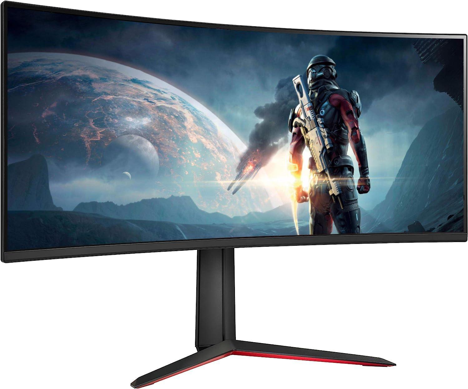 LG LG 34GP63A-B Ultragear 34" Curved QHD (3440 x 1440) HDR 10 160Hz Gaming Monitor, Tilt/Height Adjustable Stand, Display Port and HDMI, AMD FreeSync Premium, Black, WEPGPY