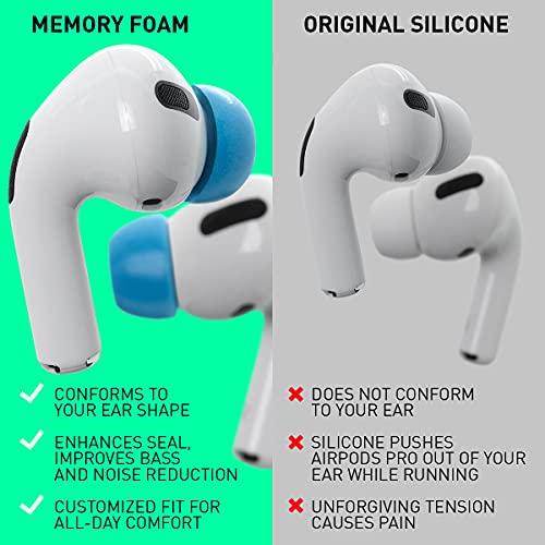 ADVANCED SOUND GROUP Eartune Fidelity UF-A Premium Memory Foam Tips for AirPods Pro (1st Gen & 2nd Gen) - Fits in Charging Case, Stays in Your Ears, Superb Sound Isolation, and Built-in Waxguard - Assorted S/M/L, [Blue]