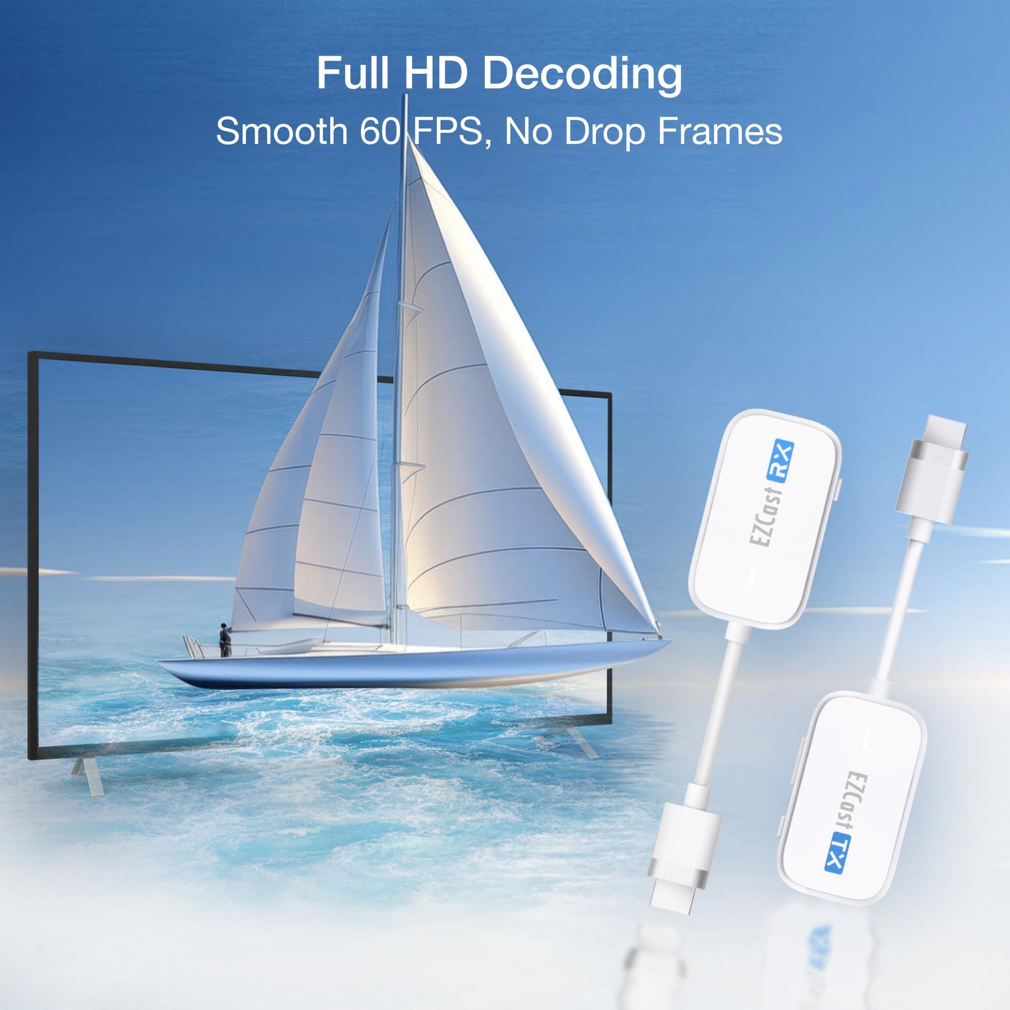 EZCast EZCast Wireless HDMI Transmitter & Receiver, 1080P 60Hz, Screen Mirroring and Extending for Laptop/PC/PS5, 30m Range