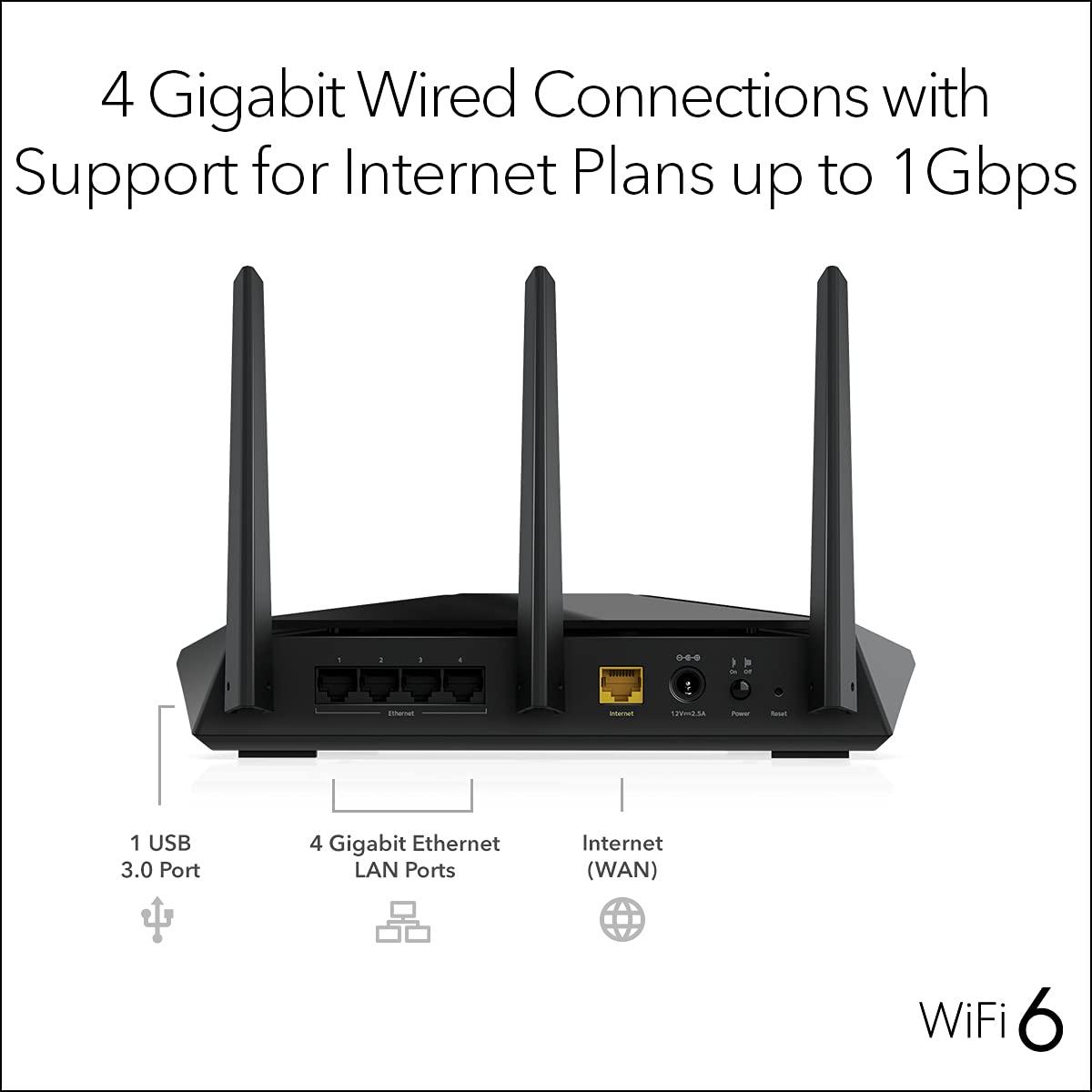 NETGEAR NETGEAR Nighthawk WiFi 6 Router (RAX30) 5-Stream Dual-Band Gigabit Router, AX2400 Wireless Speed (Up to 2.4 Gbps), Coverage Up to 2,000 sq.ft. and 20 Devices (Renewed)