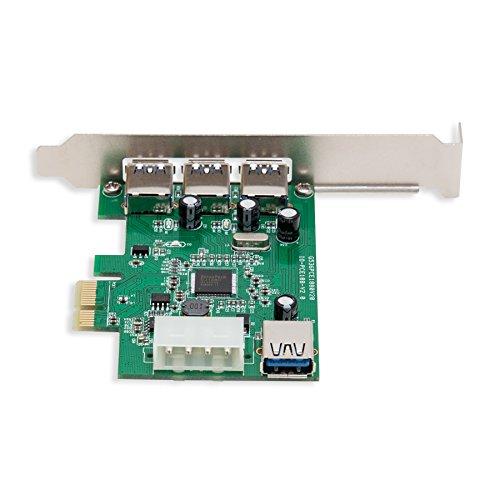 Syba Syba SY-PEX20135 4 Port USB 3.0 PCIe 2.0 x1 Etron Chipset Green