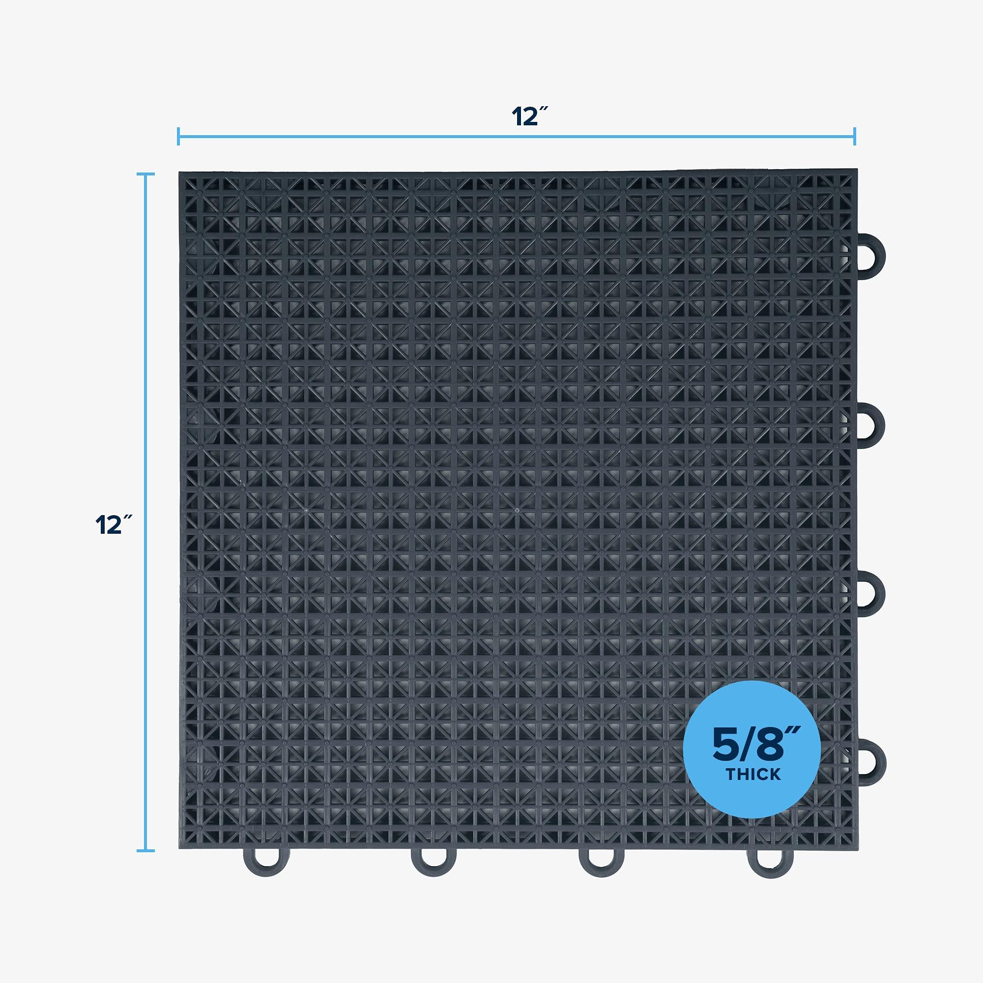IncStores IncStores 5/8 Inch Thick ProGame Outdoor Basketball Court Flooring | Build The Ultimate Space for Basketball, Tennis, and More with Weatherproof Plastic Floor Tiles | 40 Tiles, Graphite