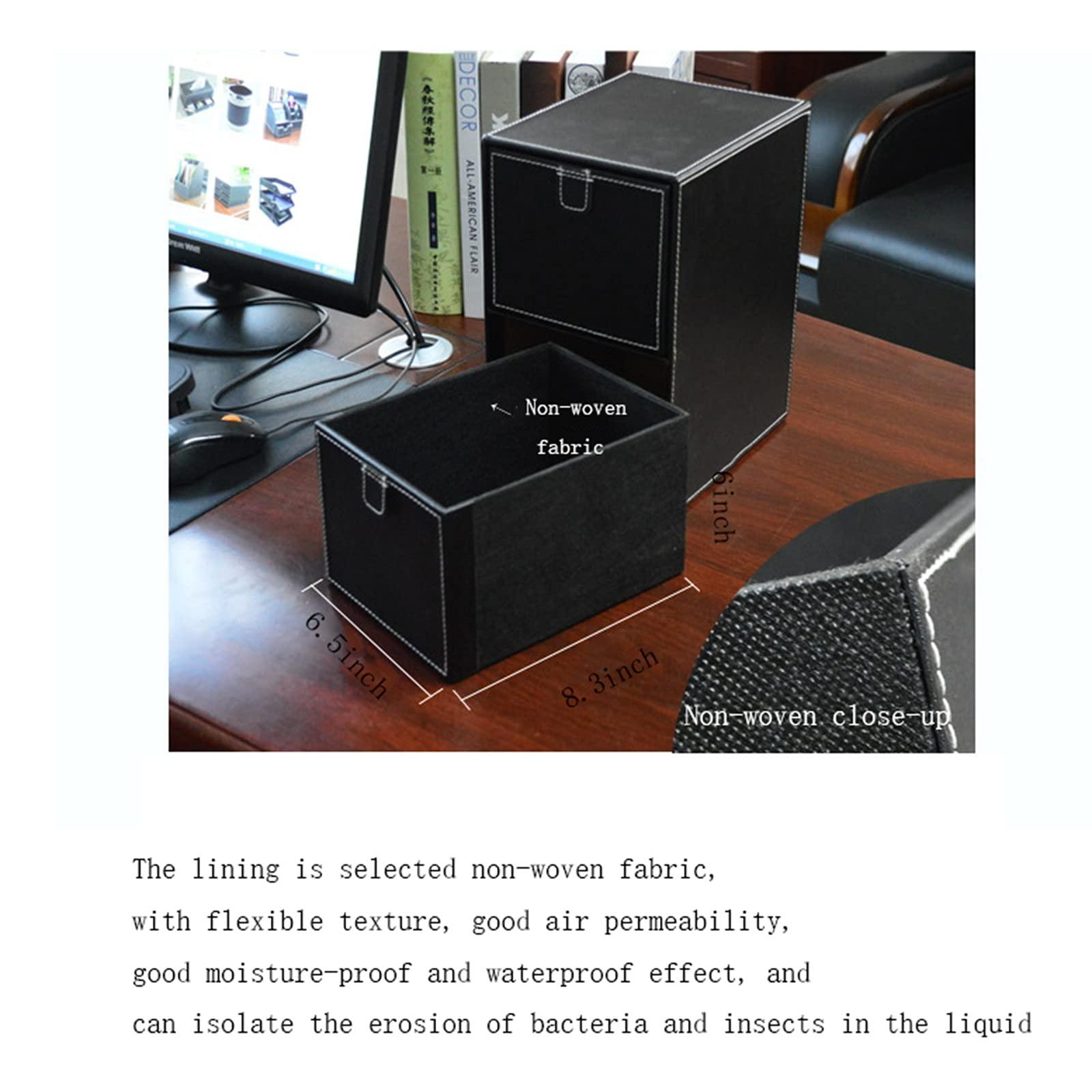 DCFV Creative Leather CD Storage Box, Two Drawer-Style DVD Disc Finishing Cabinets, High-end Desktop Storage Box for Storing and Organizing Media Frame