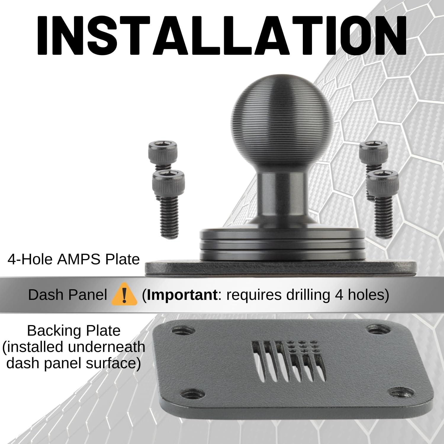 Bulletpoint Bulletpoint Heavy Duty Vehicle Tablet Mount with Adjustable Mounting Arm Articulating Joint 20mm AMPS Ball Dash Mount