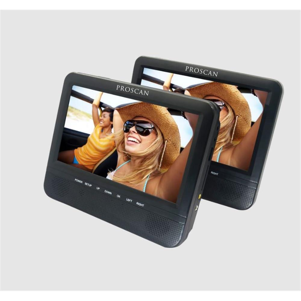 PROSCAN Proscan 7\" Dual Screen Portable CD DVD Player with SD Card slot, USB, 3.5mm, For Family Road trips, Vacations, or on the Go PDVD7751 - Black (Renewed)