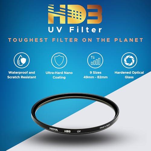 Hoya Hoya HD3 72mm UV Protector Filter - Re-Certified for 100MP+ Cameras with Ultra-Hard Nano Coating UV Filter - Stain Resistant, Smudge and Waterproof UV Lens Filter with Aluminum Frame