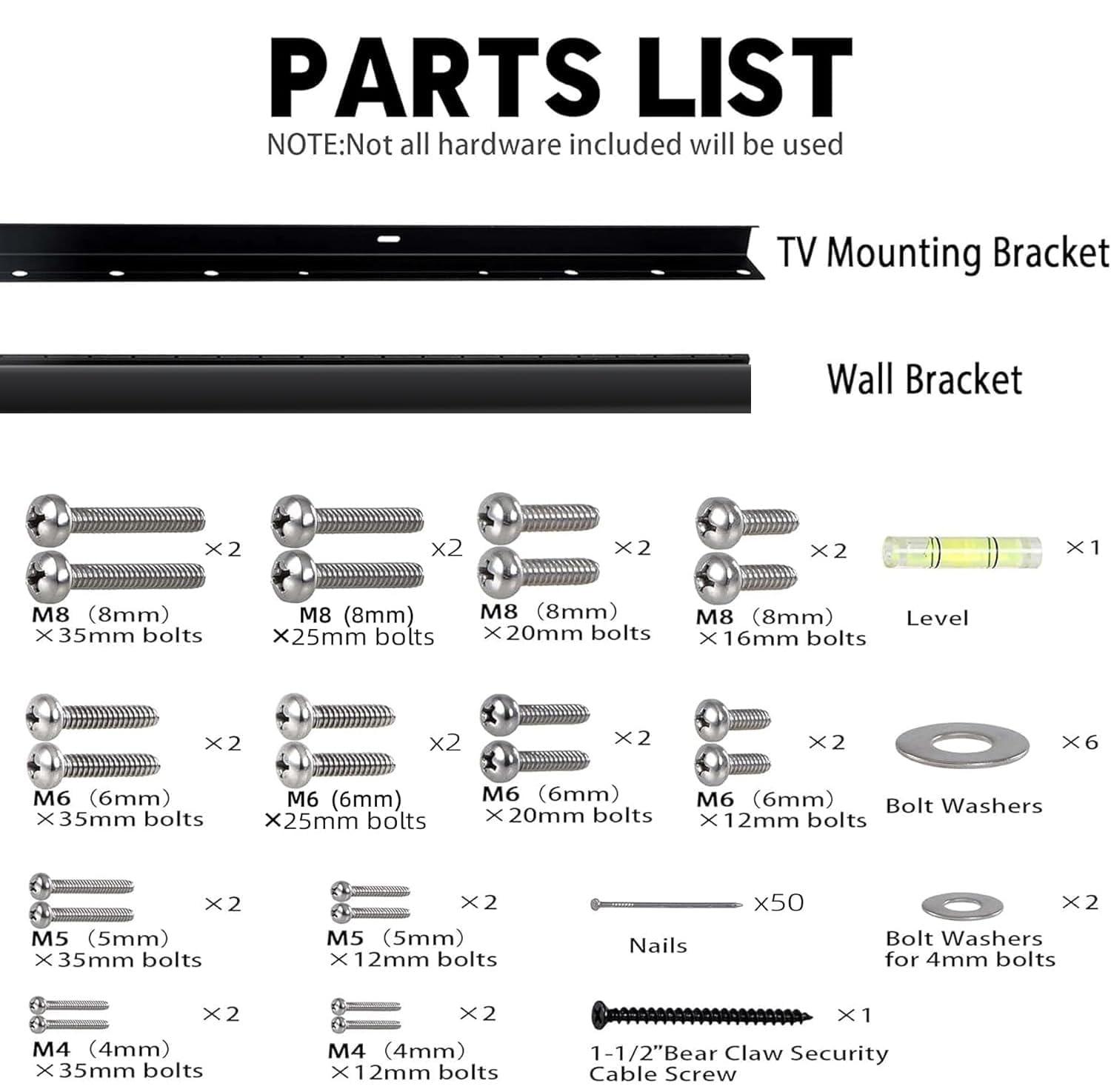 Auoace No Stud TV Wall Mount, 32-75 inch TVs Drywall Studless Bracket, No Damage, No Drill, Non Screws, 1 Minutes Easy Install TV Hanger fits VESA 100x100 to 600x400, Include Hardware Levels