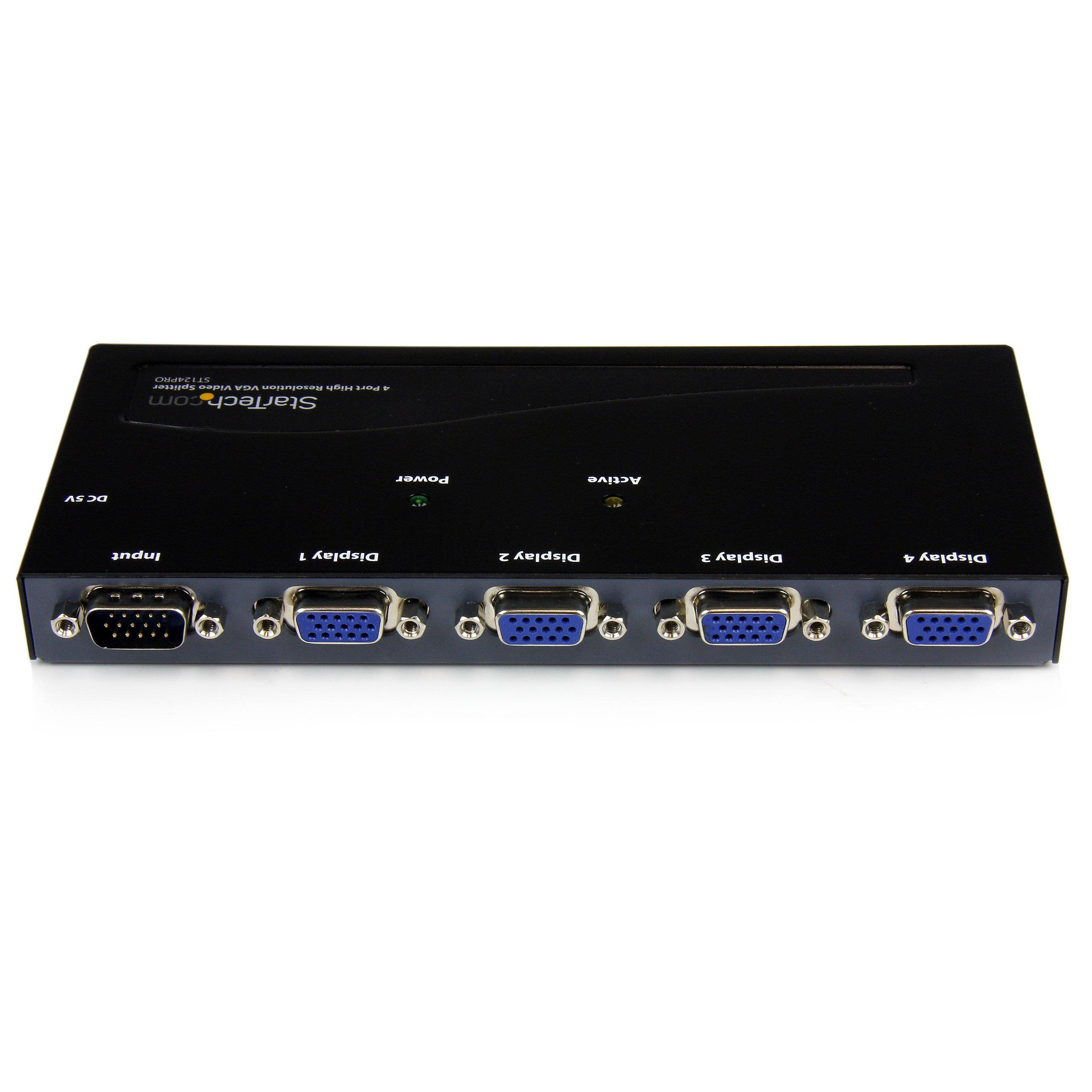 StarTech StarTech.com 4-Port VGA Video Splitter - 300 MHz- VGA Splitter - 4 port - 2048x1536 , TAA @ 80Hz (ST124PRO)