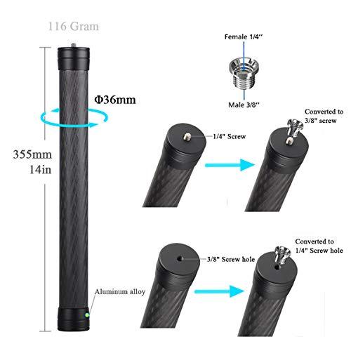 Atoptek Gimbal Extension Pole Carbon Fiber Rod Monopod Stick Lightweight 1/4\'\' 3/8\'\' Thread for DJI Ronin S/SC, OSMO Mobile 3, ZHIYUN Crane 2 V2, Moza AirCross, FeiyuTech, DSLR Camera, Stabilizer